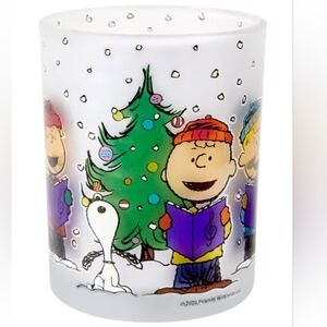 Frosted Glass Peanuts CHARLIE BROWN Christmas Tree Snoopy Lucy etc Caroling